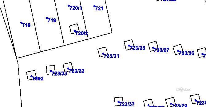 Parcela st. 723/31 v KÚ Velký Týnec, Katastrální mapa