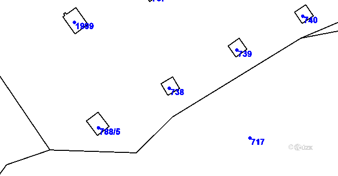 Parcela st. 738 v KÚ Velký Týnec, Katastrální mapa