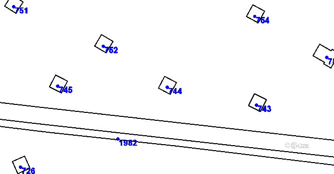 Parcela st. 744 v KÚ Velký Týnec, Katastrální mapa