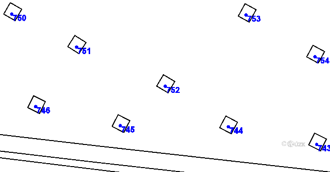 Parcela st. 752 v KÚ Velký Týnec, Katastrální mapa