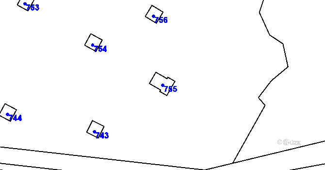 Parcela st. 755 v KÚ Velký Týnec, Katastrální mapa