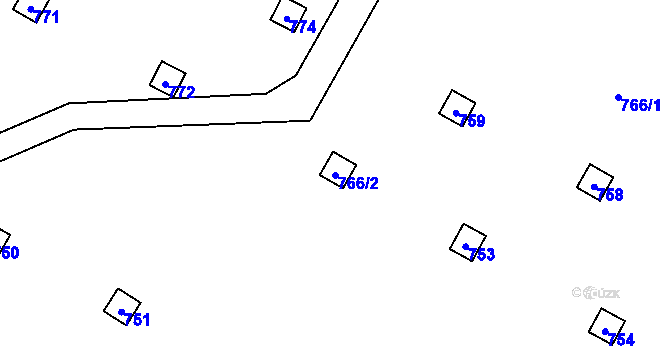 Parcela st. 766/2 v KÚ Velký Týnec, Katastrální mapa