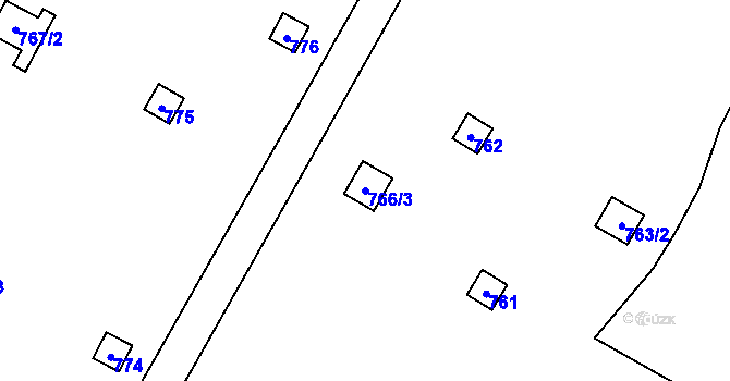 Parcela st. 766/3 v KÚ Velký Týnec, Katastrální mapa