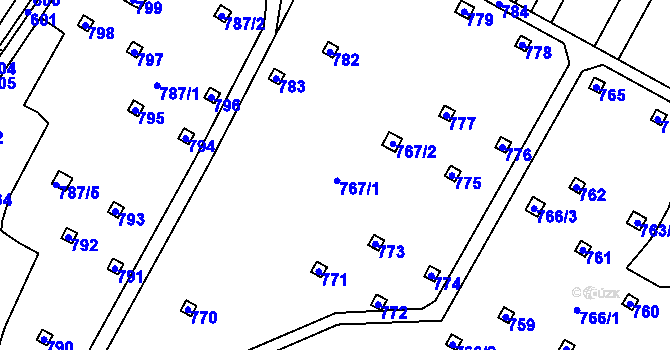 Parcela st. 767 v KÚ Velký Týnec, Katastrální mapa
