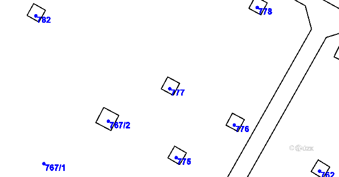 Parcela st. 777 v KÚ Velký Týnec, Katastrální mapa