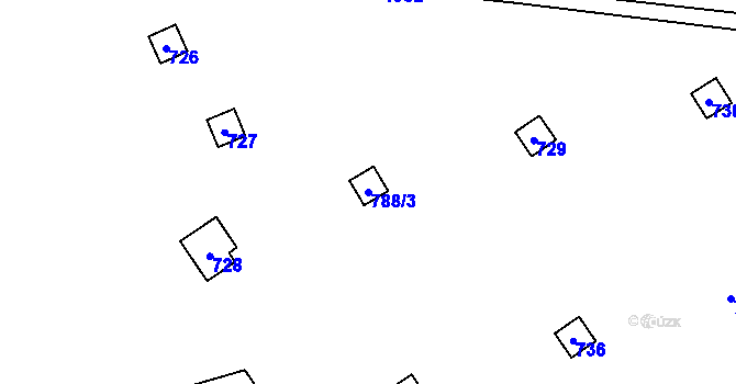 Parcela st. 788/3 v KÚ Velký Týnec, Katastrální mapa