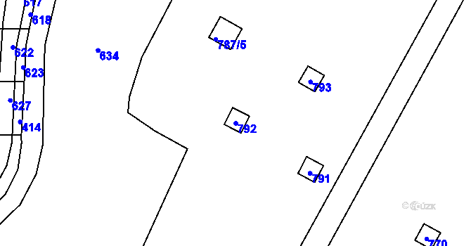 Parcela st. 792 v KÚ Velký Týnec, Katastrální mapa