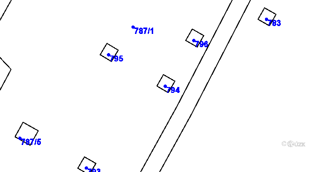 Parcela st. 794 v KÚ Velký Týnec, Katastrální mapa