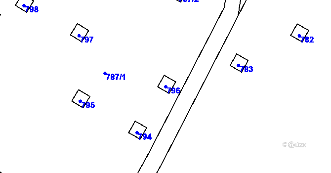 Parcela st. 796 v KÚ Velký Týnec, Katastrální mapa