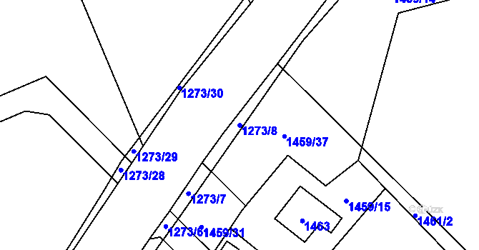 Parcela st. 1273/8 v KÚ Velký Týnec, Katastrální mapa