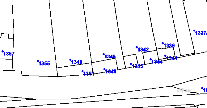 Parcela st. 1346 v KÚ Velký Týnec, Katastrální mapa