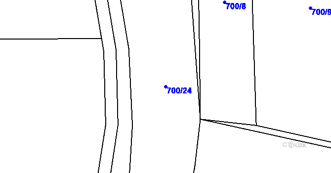 Parcela st. 700/24 v KÚ Velký Týnec, Katastrální mapa