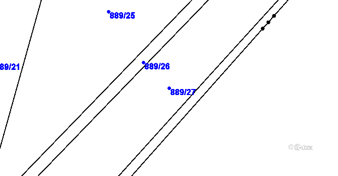 Parcela st. 889/27 v KÚ Velký Týnec, Katastrální mapa