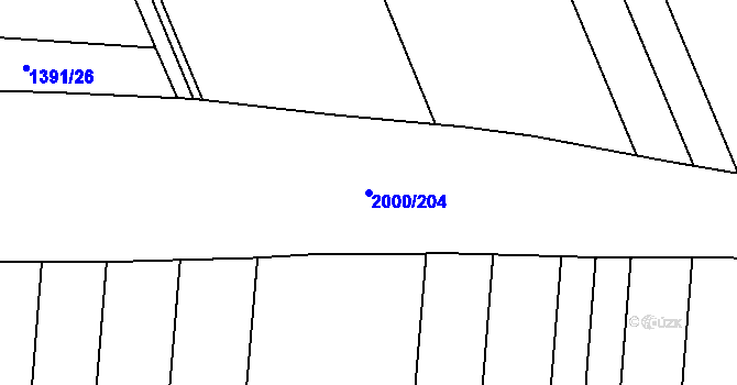 Parcela st. 2000/204 v KÚ Velký Týnec, Katastrální mapa