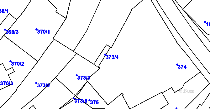 Parcela st. 373/4 v KÚ Velký Týnec, Katastrální mapa