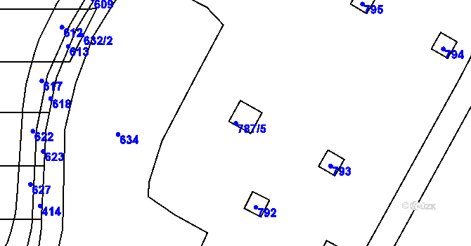 Parcela st. 787/5 v KÚ Velký Týnec, Katastrální mapa