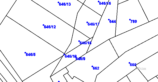 Parcela st. 646/18 v KÚ Velký Týnec, Katastrální mapa