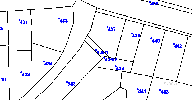 Parcela st. 436/1 v KÚ Velký Týnec, Katastrální mapa