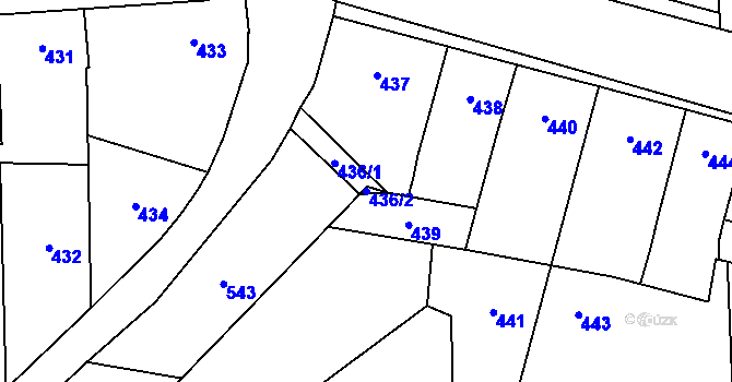 Parcela st. 436/2 v KÚ Velký Týnec, Katastrální mapa