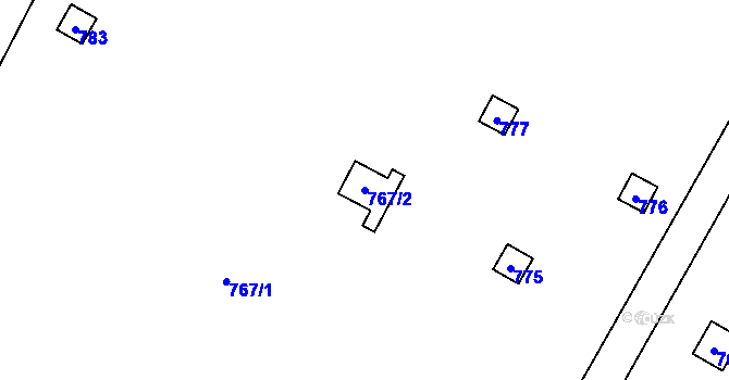 Parcela st. 767/2 v KÚ Velký Týnec, Katastrální mapa