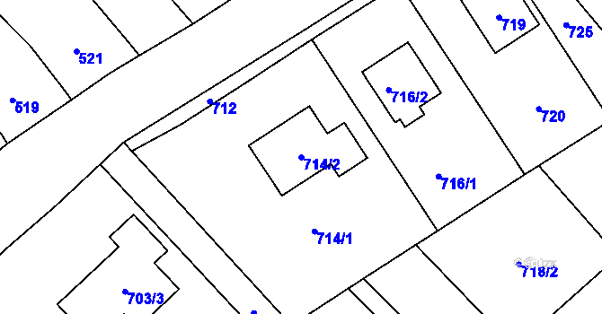 Parcela st. 714/2 v KÚ Velký Újezd, Katastrální mapa