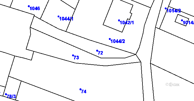Parcela st. 72 v KÚ Velký Újezd, Katastrální mapa