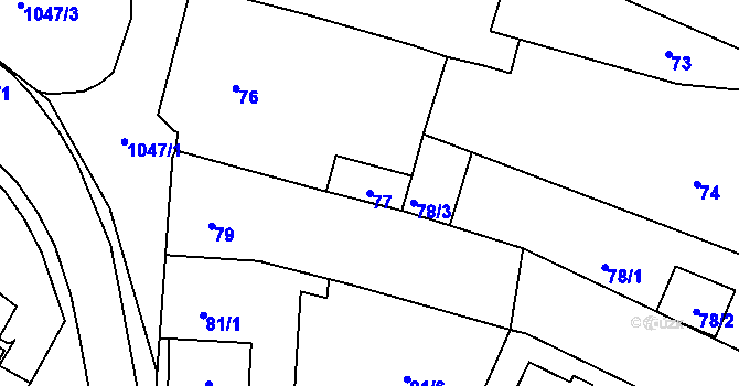 Parcela st. 77 v KÚ Velký Újezd, Katastrální mapa