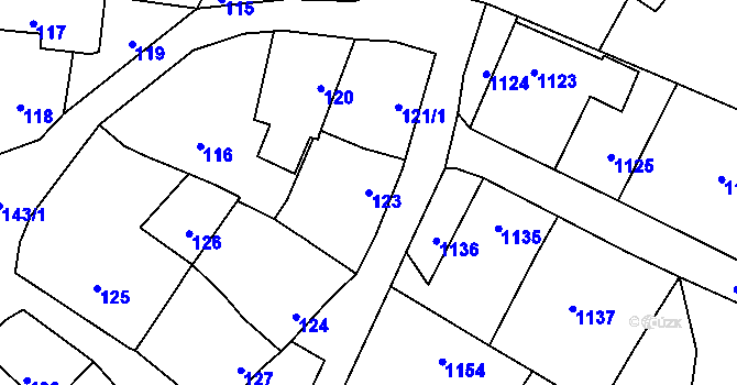 Parcela st. 123 v KÚ Velký Újezd, Katastrální mapa