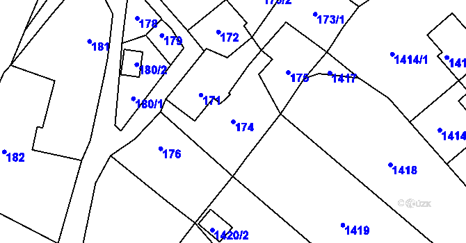 Parcela st. 174 v KÚ Velký Újezd, Katastrální mapa