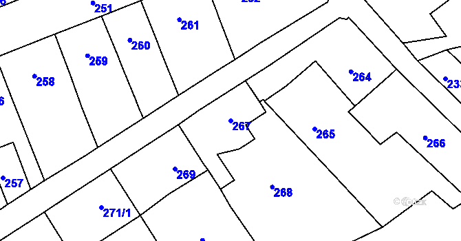 Parcela st. 267 v KÚ Velký Újezd, Katastrální mapa