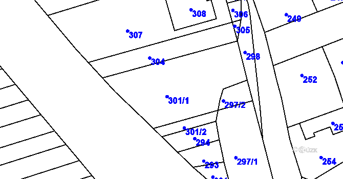 Parcela st. 301 v KÚ Velký Újezd, Katastrální mapa