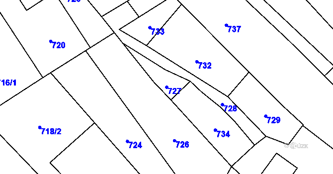 Parcela st. 727 v KÚ Velký Újezd, Katastrální mapa