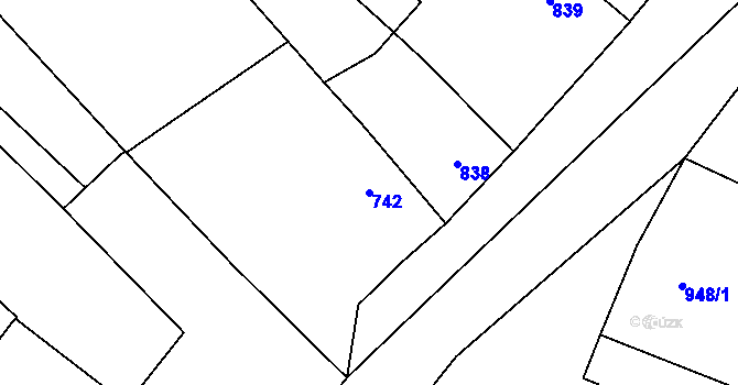 Parcela st. 742 v KÚ Velký Újezd, Katastrální mapa