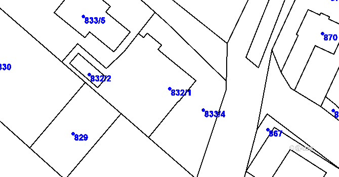 Parcela st. 832/1 v KÚ Velký Újezd, Katastrální mapa