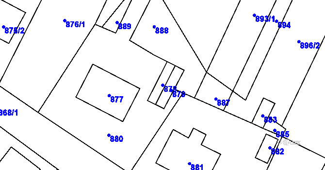 Parcela st. 878 v KÚ Velký Újezd, Katastrální mapa