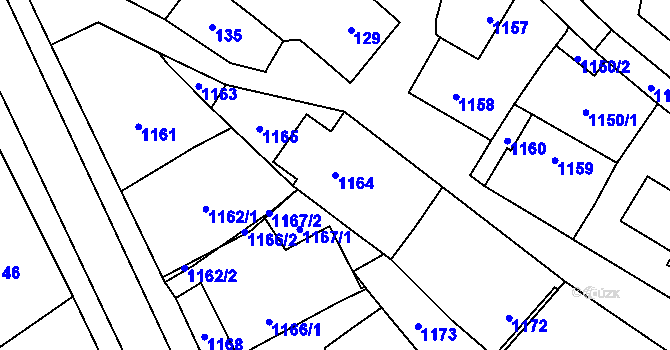 Parcela st. 1164 v KÚ Velký Újezd, Katastrální mapa
