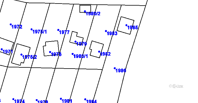 Parcela st. 1982 v KÚ Velký Újezd, Katastrální mapa