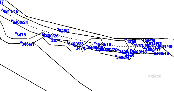 Parcela st. 3400/22 v KÚ Velký Újezd, Katastrální mapa