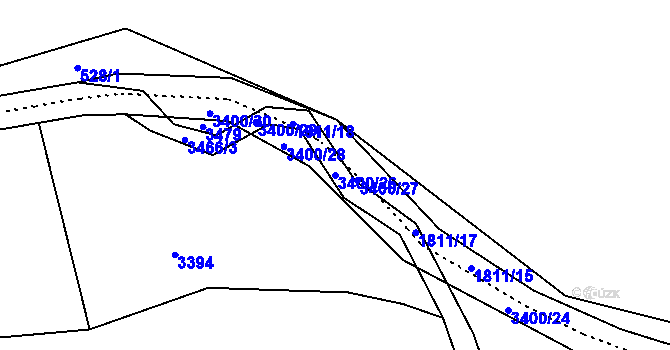 Parcela st. 3400/26 v KÚ Velký Újezd, Katastrální mapa