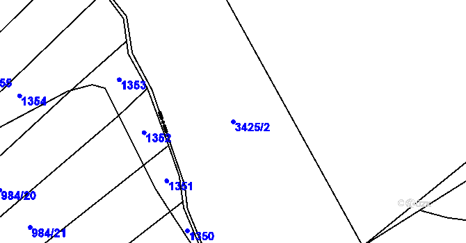 Parcela st. 3425/2 v KÚ Velký Újezd, Katastrální mapa