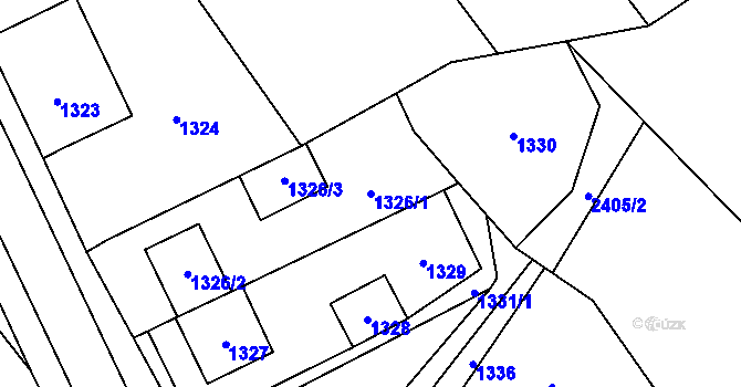 Parcela st. 1326/1 v KÚ Velký Újezd, Katastrální mapa