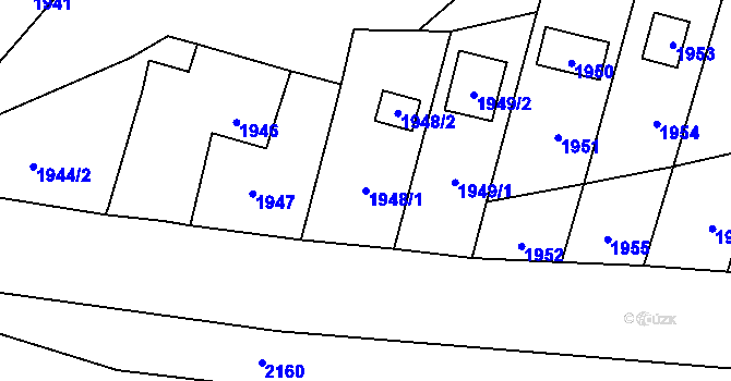 Parcela st. 1948/1 v KÚ Velký Újezd, Katastrální mapa