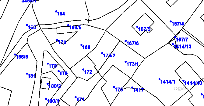 Parcela st. 173/2 v KÚ Velký Újezd, Katastrální mapa