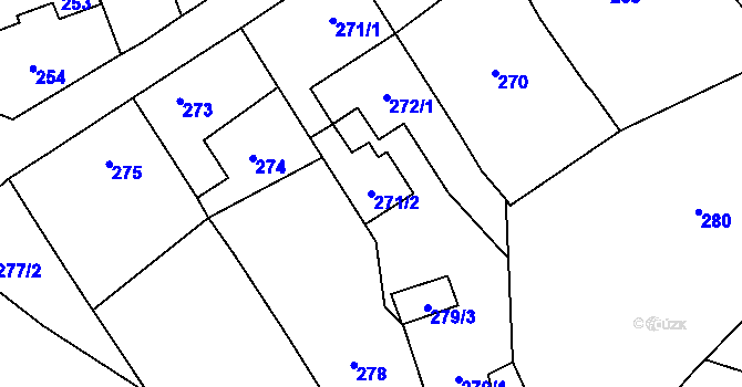 Parcela st. 271/2 v KÚ Velký Újezd, Katastrální mapa