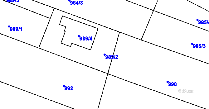 Parcela st. 989/2 v KÚ Velký Újezd, Katastrální mapa