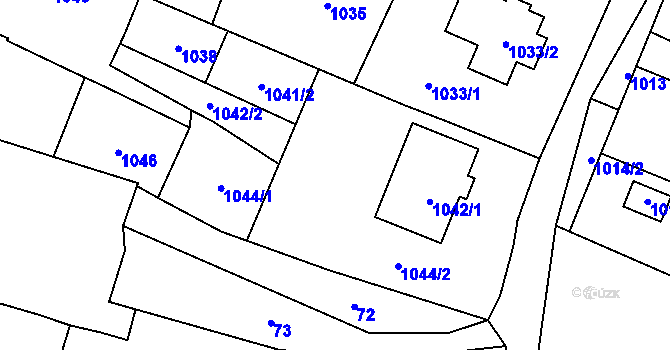 Parcela st. 1042/1 v KÚ Velký Újezd, Katastrální mapa