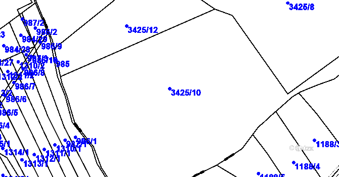 Parcela st. 3425/10 v KÚ Velký Újezd, Katastrální mapa