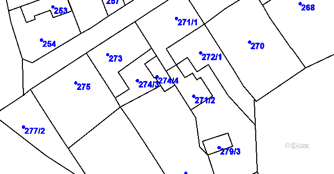 Parcela st. 274/5 v KÚ Velký Újezd, Katastrální mapa