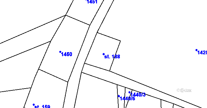 Parcela st. 188 v KÚ Velký Valtinov, Katastrální mapa
