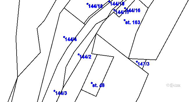 Parcela st. 144/8 v KÚ Velký Valtinov, Katastrální mapa